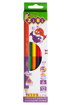 Кольорові олівці Double, 6 шт. (12 кольорів), KIDS Line ZB.2462 фото