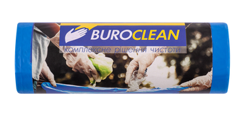 Пакети для сміття 120л/10 шт, 700х1050мм, міцні, сині, 21мкм, ПВТ (LDPE), BuroClean EuroStandart 10200043 фото