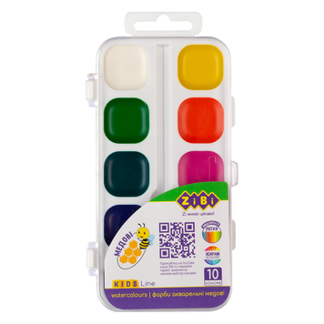 Водорастворимые акварельные краски, 10 цветов, белый, KIDS Line ZB.6543-10 фото
