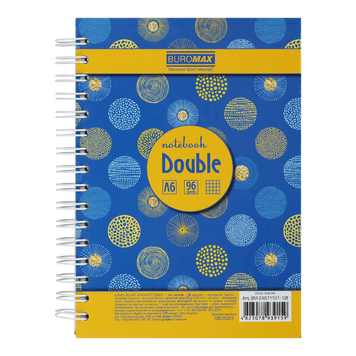 Книга записна DOUBLE, А6, 96 арк., клітинка, тверда ламінована обкладинка, жовта/золотиста BM.24671101-08 фото