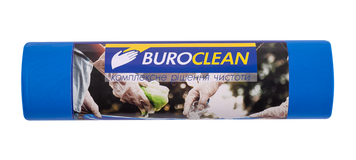 Пакети для сміття 240л/5 шт,900х1300мм, міцні, сині, 35мкм, ПВТ (LDPE), BuroClean EuroStandart 10200061 фото