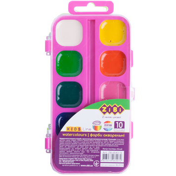 Водорастворимые акварельные краски, 10 цветов, розовый, KIDS Line ZB.6543-12 фото
