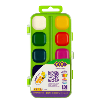 Водорастворимые акварельные краски, 10 цветов, салатовый, KIDS Line ZB.6543-15 фото