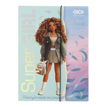 Папка для праці та зошитів SUPER GIRL, картонна, на гумці А4 (225x316мм), KIDS Line ZB.14940-39 фото