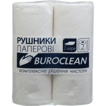 Полотенца целлюлозные, 2 рул., на гильзе, 2-х сл., белый BUROCLEAN 10100400 фото