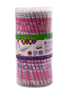 Карандаш графитовый HB с ластиком FLOWERS, 100шт. в тубе, KIDS Line ZB.2300 фото