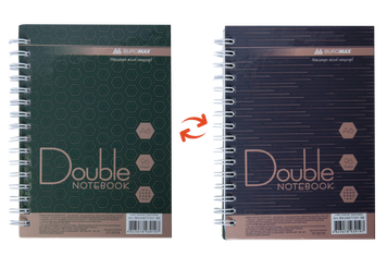 Книга записна DOUBLE, А6, 96 арк., клітинка, тверда ламінована обкладинка, зелена/коричнева BM.24671101-86 фото