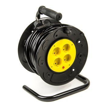 Подовжувач на котушці PowerPlant 40 м, 2x1.0мм2, 8А, 4 розетки (JY-2000/40) PPRA08M400S4 фото