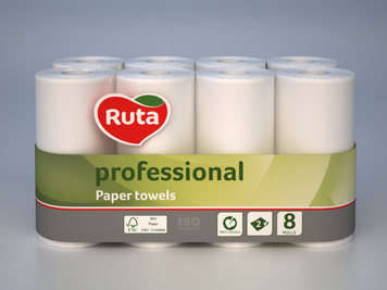 Полотенца бумажные "RUTA" Professional, 8 рул., на гильзе, 2-х сл., белый rt.93639 фото