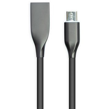 Кабель PowerPlant USB - microUSB, 1м, силікон, чорний CA911226 фото