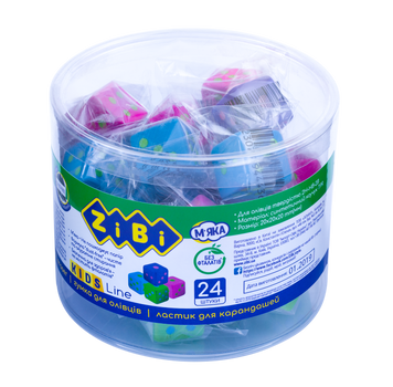 Гумка КУБИК,20х20х20mm, 24 шт.в тубі, KIDS Line ZB.5460 фото