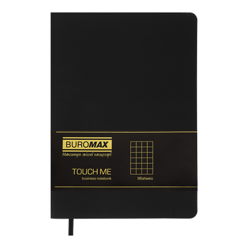 Блокнот діловий TOUCH ME, L2U, А5, 96 арк., клітинка,чорний, шт.шкіра BM.295102-01 фото