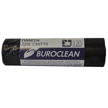 Пакети для сміття 120л/10шт, 700х1050мм, чорні,20мкм, ПВТ (LDPE) BuroClean ECO 10200041 фото
