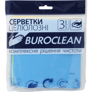 Салфетки целлюлозные влаговпитывающие Buroclean 15х15 см, 3 шт/уп 10200112 фото