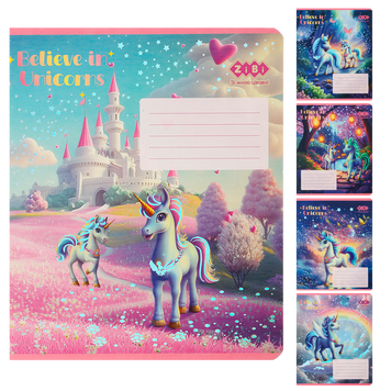 Зошит учнівський шкільний UNICORN, 12 арк., клітинка, KIDS LINE ZB25.1752K фото