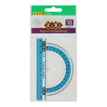Транспортир 100мм, з блакитною смужкою, блістер, KIDS Line ZB.5640-14 фото
