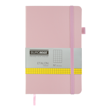 Книга записна ETALON 125*195, 96 арк., клітинка, обкл. штучна шкіра, рожевий BM.291160-10 фото