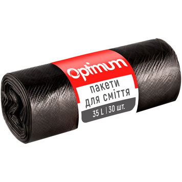 Пакет для смiття, п/е, 45*54, 6.5 мкм, чорні, HD, 35л/30 шт, OPTIMUM (70 шт/ящ) PRO SERVICE pr.16117802 фото