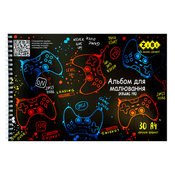 Альбом для малювання GAMER, А4, 30 арк., 120 г/м2, на пружині, т.-синій, KIDS Line ZB.1451-03 фото