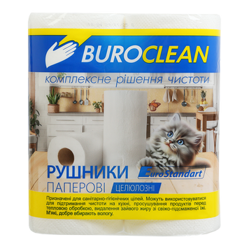 Рушники целюлозні, 2 рул., на гільзі, 2-х сл., білий, BUROCLEAN EuroStandart 10100402 фото