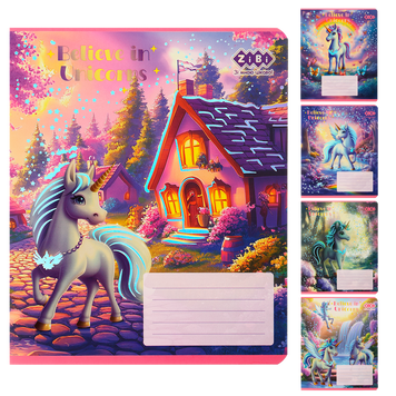 Зошит учнівський шкільний UNICORN, 12 арк., лінія, KIDS LINE ZB25.1752L фото