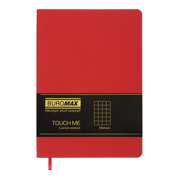 Блокнот діловий TOUCH ME, L2U, А5, 96 арк., клітинка, червоний, шт.шкіра BM.295102-05 фото