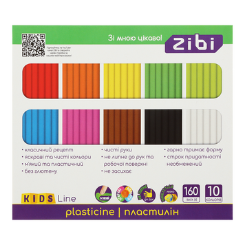 Пластилін 10 кольорів, 160г, KIDS Line ZB.6273 фото