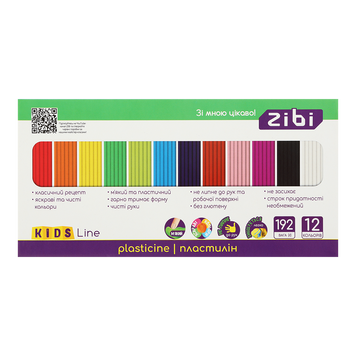 Пластилін 12 кольорів, 192г, KIDS Line ZB.6274 фото