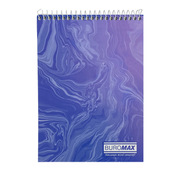 Блокнот на пр.зверху, А5, 48 арк, MARBLE, JOBMAX, клітинка, картон.обкл., синій BM.2472-02 фото