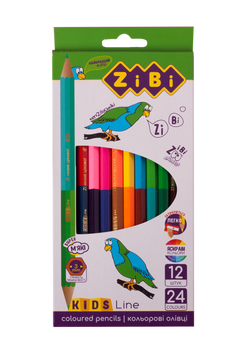 Кольорові олівці Double, 12 шт. (24 кольори), KIDS Line ZB.2463 фото