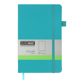 Книга записна ETALON 125*195, 96 арк., чистый блок, обкл. штучна шкіра, бірюзовий BM.291060-06 фото