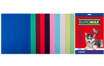 Набор цветной бумаги DARK+PASTEL, 10 цв., 20 л., А4, 80 г/м&sup2; BM.27211120-99 фото