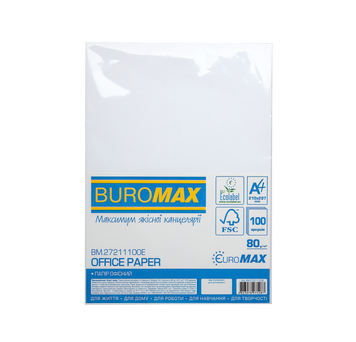 Бумага офисная, EUROMAX, А4, 80г/м2, 100 листов BM.27211100E фото
