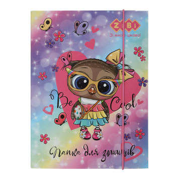 Папка для тетрадей "OWL", картонная, на резинке B5+ , KIDS Line ZB.14982 фото