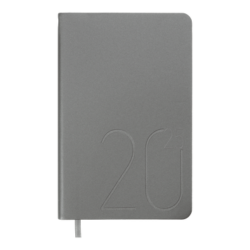Щоденник датов. 2026 STEEL, A6, срібло, штуч. шкіра BM.2517-24 фото