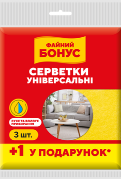Серветки віскозні для прибирання , універсальна, 3+1шт, ФАЙНИЙ БОНУС bn.83940 фото