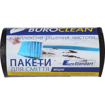 Пакети для сміття 35л/30шт, Eurostandart, міцні, чорні,11мкм, ПВД (LDPE), BuroClean EuroStandart 10200012 фото