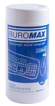 Серветки для чищення оргтехніки, поверхонь та офісних меблів, JOBMAX, вологі, 100 шт. в пласт.тубі BM.0803 фото