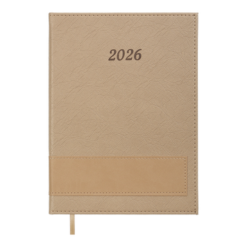 Щоденник датов. 2026 PRESTIGE, A5, бежевий, штуч.шкіра BM.21147-28 фото