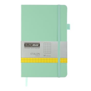 Книга записна ETALON 125*195, 96 арк., клітинка, обкл. штучна шкіра, м&acute;ятний BM.291160-38 фото