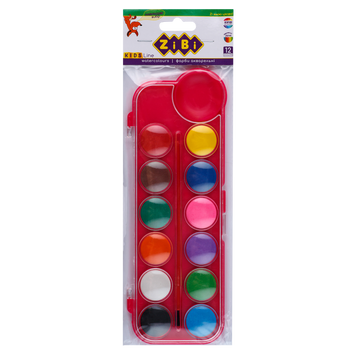 Акварельные краски в пласт. пенале, 12 цветов, с кисточкой, розовый, KIDS Line ZB.6559-10 фото