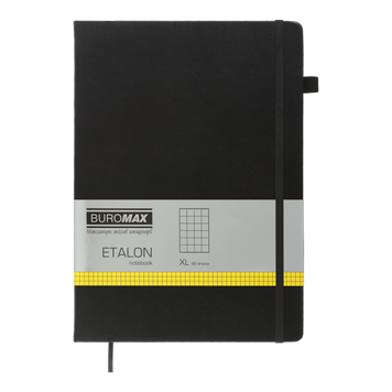 Блокнот діловий ETALON 210*295, 96 арк., клітинка, обкл. штучна шкіра, чорний BM.294160-01 фото