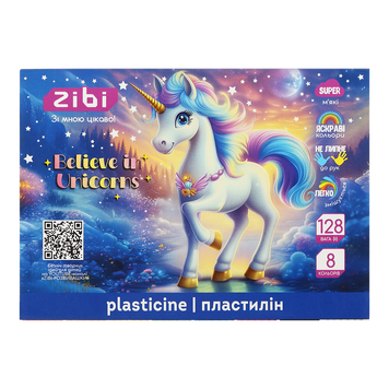 Пластилін UNICORN 8 кольорів, 128г, KIDS Line ZB.6280 фото