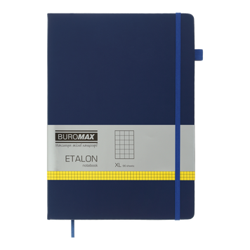 Блокнот діловий ETALON 210*295, 96 арк., клітинка, обкл. штучна шкіра, синій BM.294160-02 фото