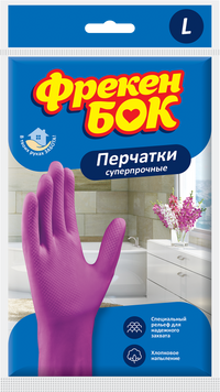 Рукавички універсальні, латексні, суперміцні, розмір L, рожеві, ФРЕКЕН БОК fb.80277 фото