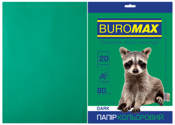 Бумага цветная DARK, т.-зеленая, 20 л., А4, 80 г/м&sup2; BM.2721420-04 фото