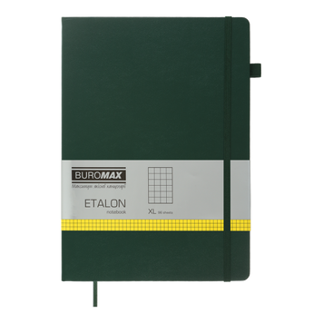 Книга записная ETALON 210*295, 96л., клетка, обложка искуственная кожа, зеленій BM.294160-04 фото