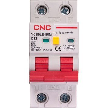 Диференційний автоматичний вимикач CNC YCB9LE-80M 2P C32 6000A 30mA 230V NV821907 фото