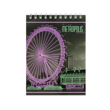 Блокнот на пружине сверху METROPOLIS, А6, 48 л., клетка, картонная обложка, салатовый BM.24645101-15 фото