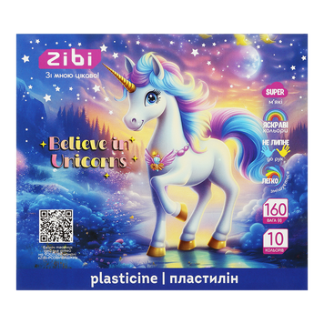 Пластилін UNICORN 10 кольорів, 160г, KIDS Line ZB.6281 фото